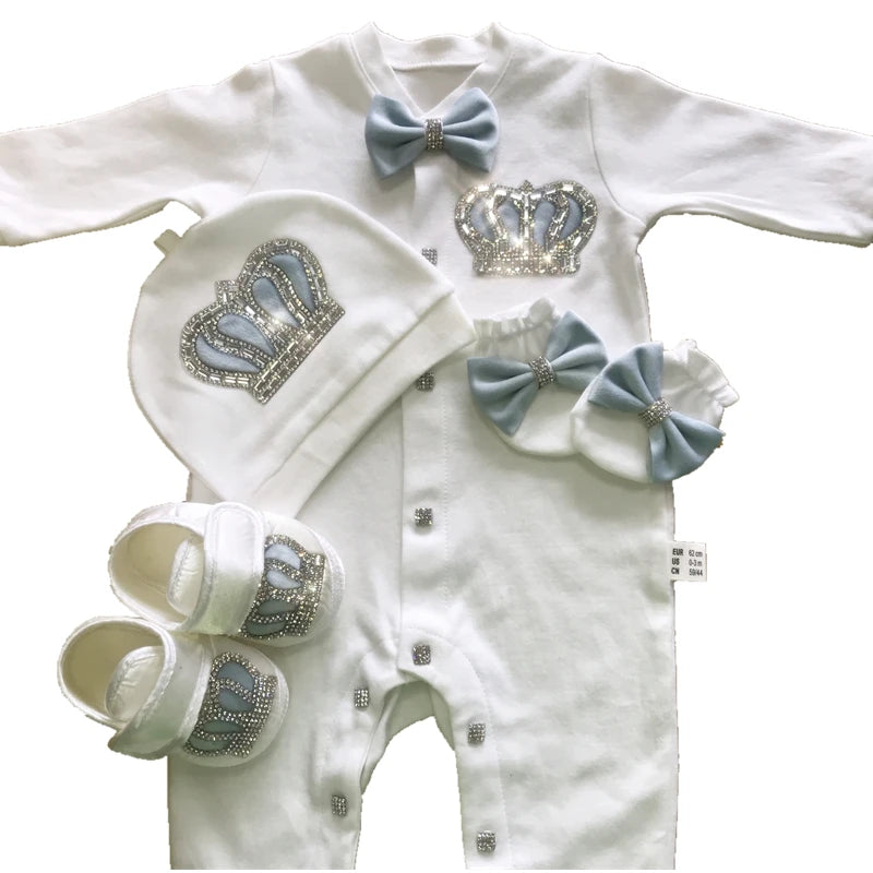 Dollbling Boy Baby Set Clothing Personalized Outfit Custom Baby Clothes Spring Angle Wing Lace Embroidery 4Pcs Layette