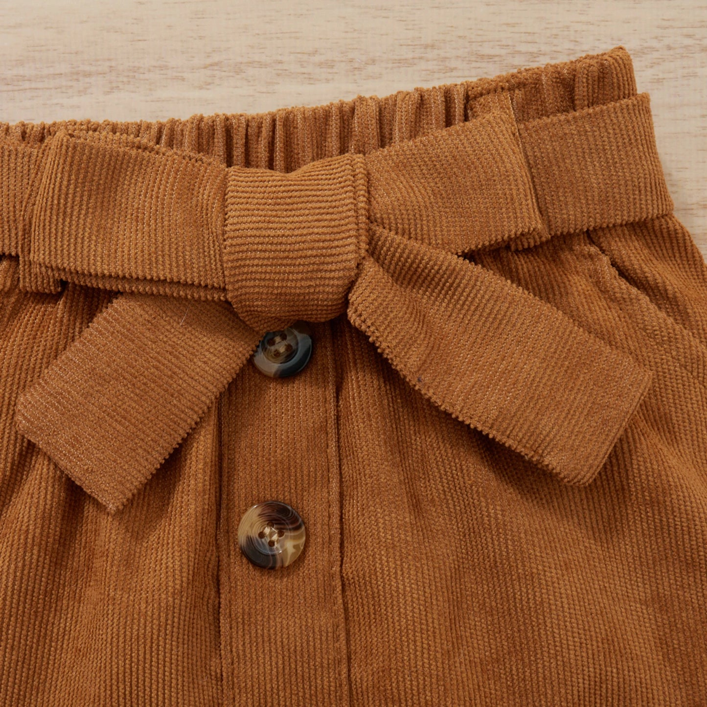 1-8Y Kids Girls Autumn Clothes Set Baby Solid Color Long Sleeve Ruffle Ribbed Knit Tops + Belted Mini Skirts Children Outfits