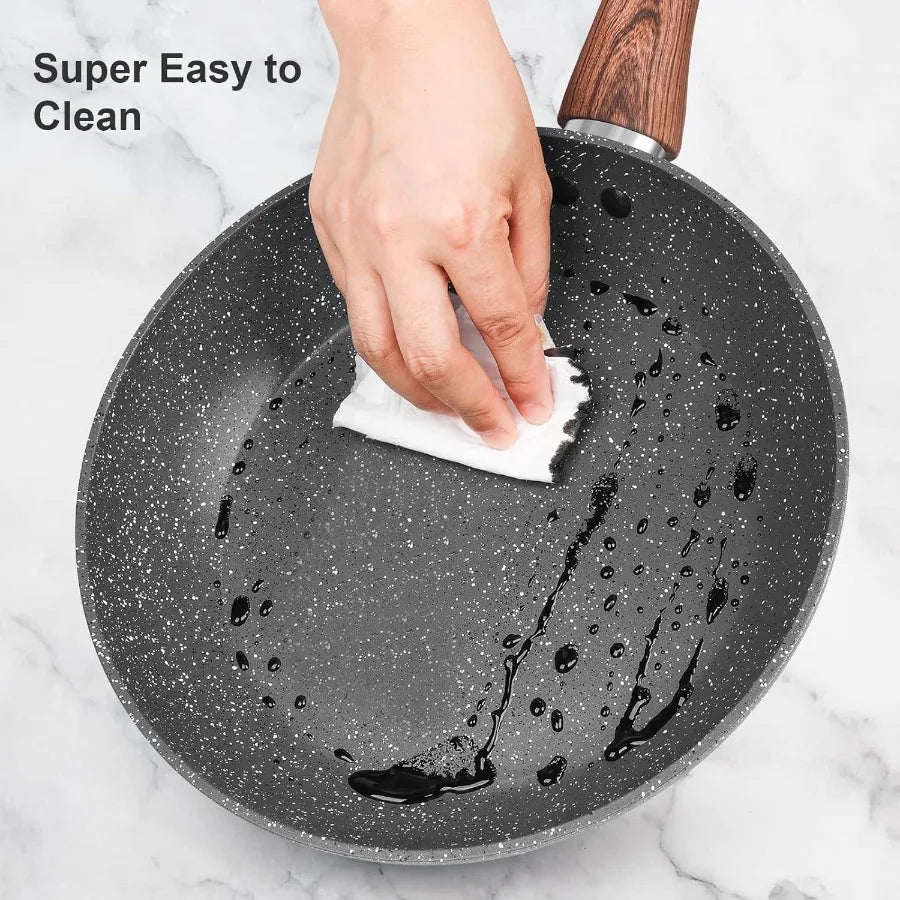 Granite Pots and Pans Set Non Stick 11 Piece DieCast Induction Cookware Set for Home Kitchen Cooking Includes Frying Pans and S