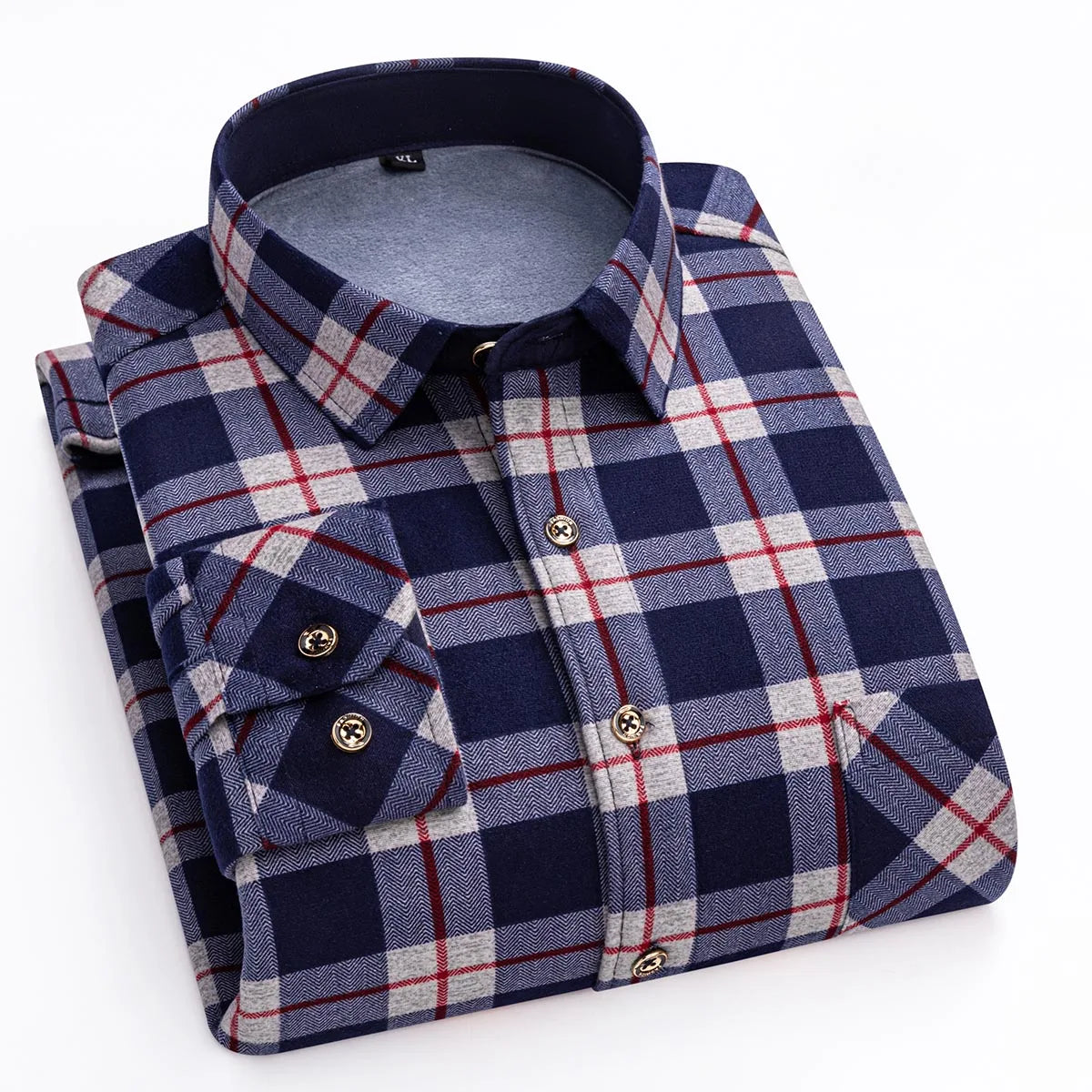 Men's Fashion Warm Long-sleeved Plaid Shirts Thickened Double-sided Fleece Cold-resistant Plus-size Casual Business Check Shirts