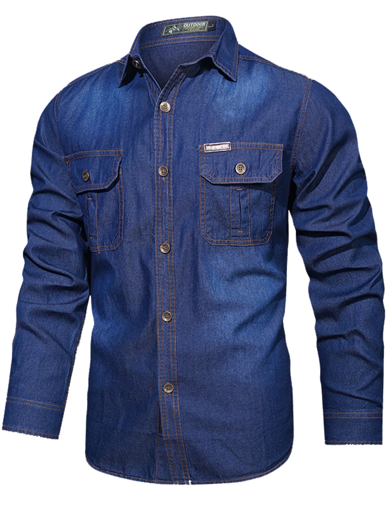 FREDD MARSHALL 2025 Autumn New Fashion Men's Long Sleeve Denim Shirt Casual Button Down 100% Cotton Washed Shirts with Pocket