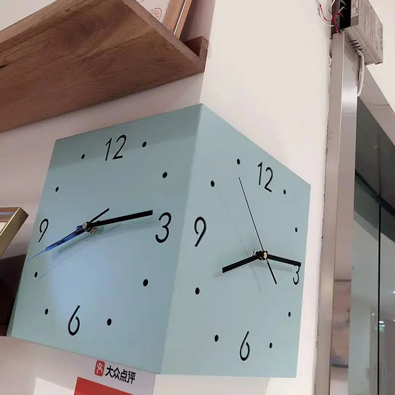 Wall Clock Living Room Creative Simple Modern Wall Clock No Punching Fashionable Square Clock Wall Corner Wall Clock