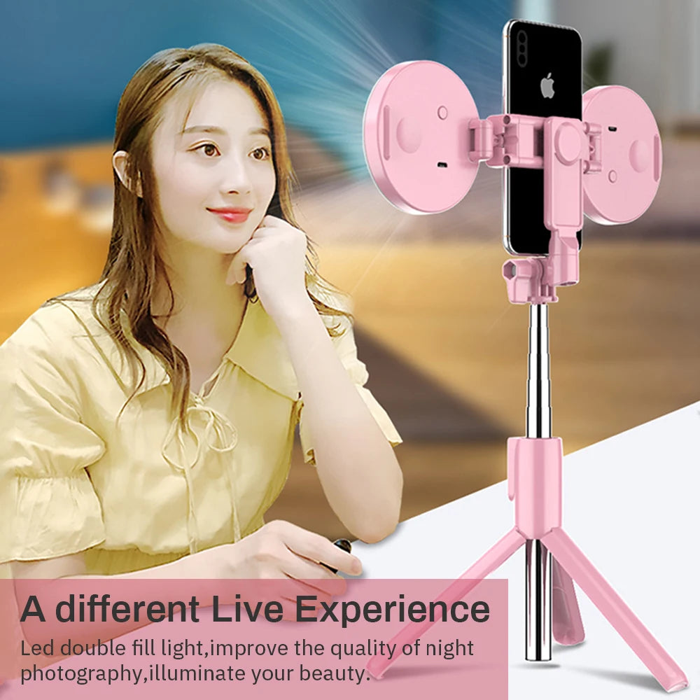 4in1 Wireless bluetooth compatible Selfie Stick LED Ring light Extendable Handheld Monopod Live Tripod for iPhone Android