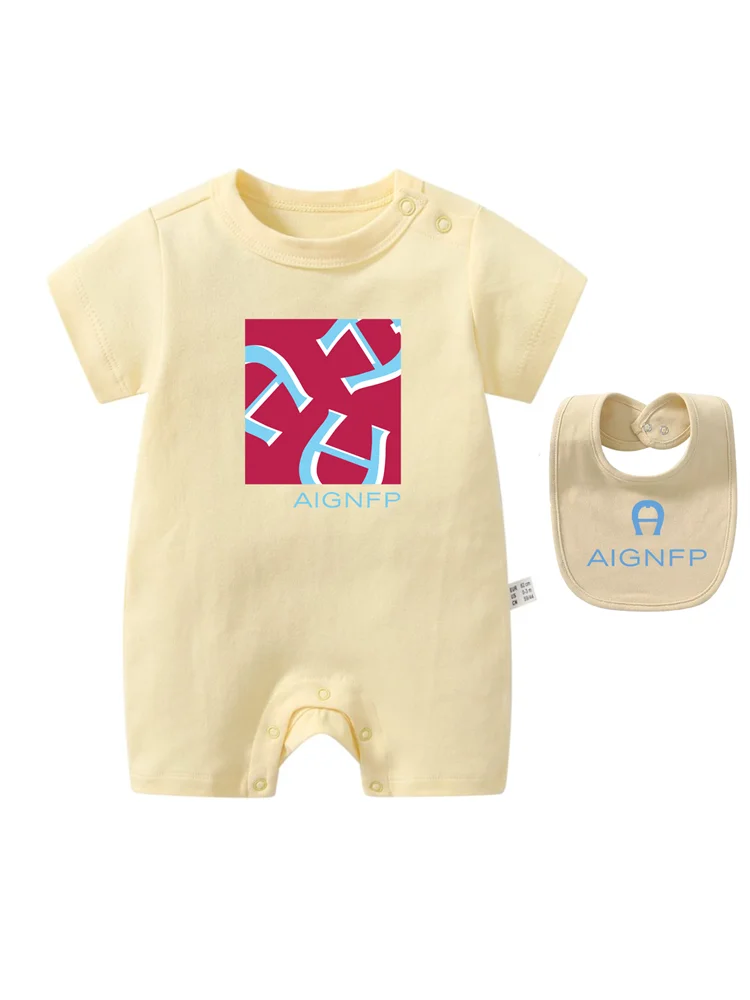 Newborns Clothes Rompers 2025 Hot sales Bib scarf Baby Jumpsuit 2Pcs Set Fashion Toddler Romper %100 Cotton Infant Boy Bodysuits