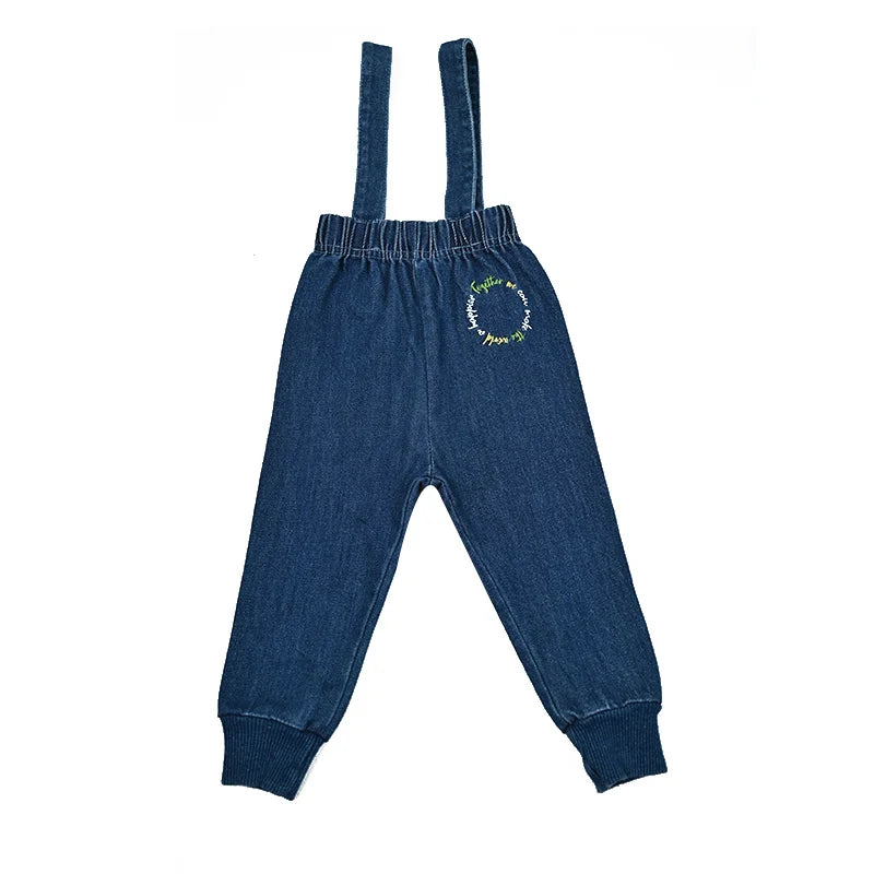 Denim blue family set girls dress boy casual shirt baby rompers family sbling set long sleeves children clothes logo embroidery