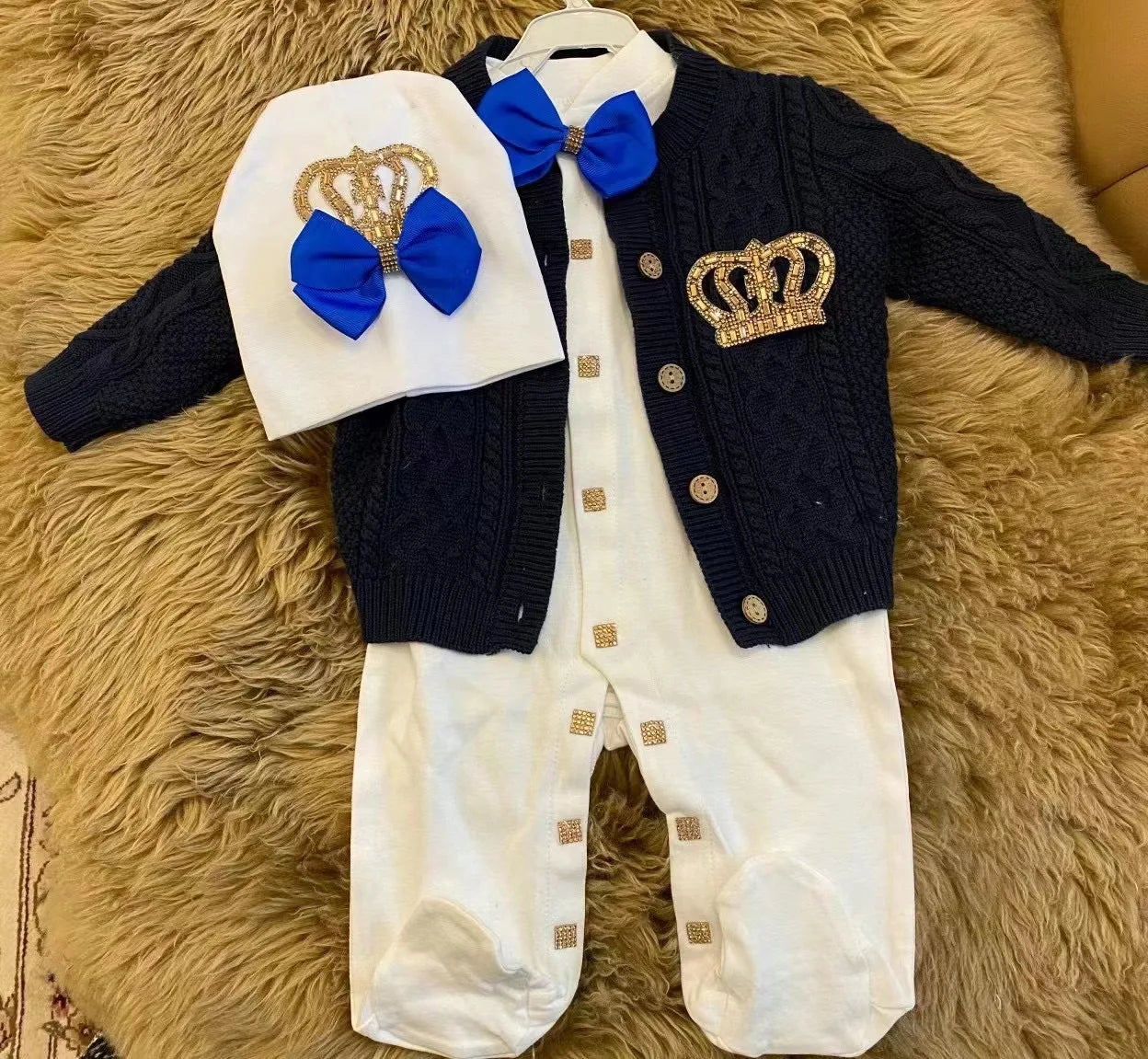 Dollbling Boy Baby Set Clothing Personalized Outfit Custom Baby Clothes Spring Angle Wing Lace Embroidery 4Pcs Layette