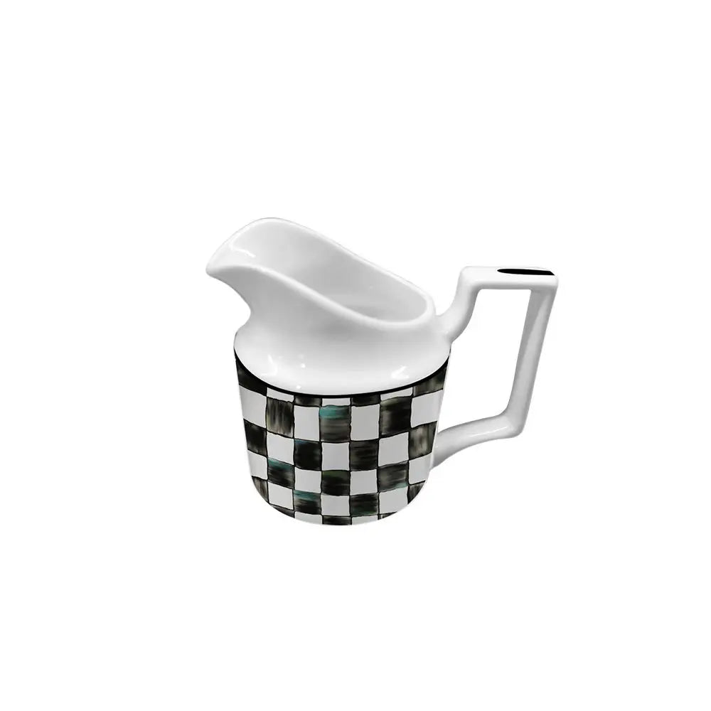 Black White Checkerboard Ceramic Dinner Plate Bone China Coffee Cup and Saucer Western Food Dishes Home Elegant Tableware Mug
