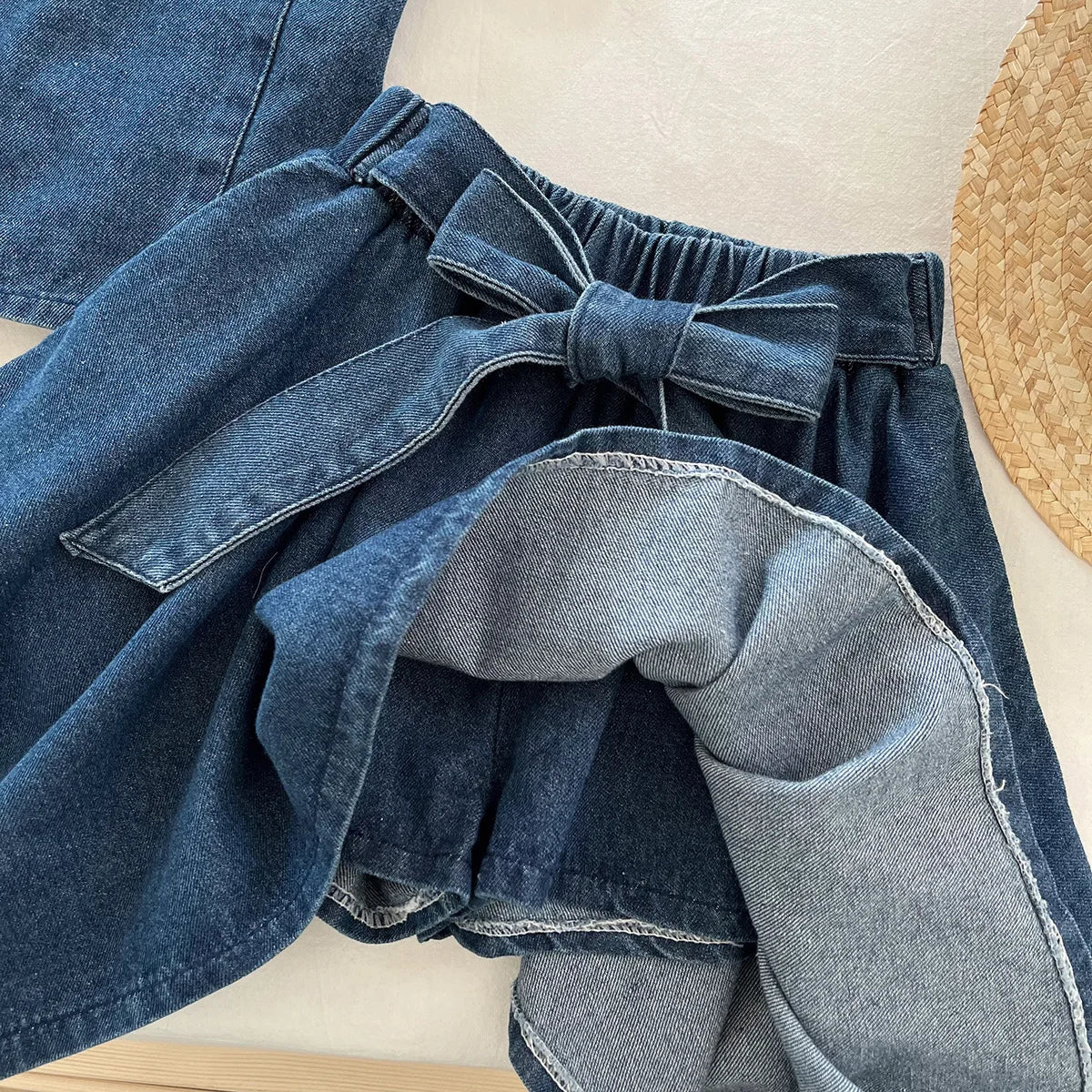 Girls' Clothing Set 2025 Summer New Sleeveless Denim Vest Top, Children's Denim Short Skirt Summer Three Piece Set