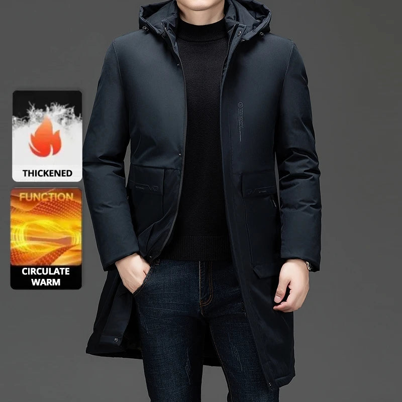 High End Long Thicken Winter New Brand Casual Fashion Hooded Parka Jacket Heavy Windbreaker Outdoor Windproof Coats Outerwear