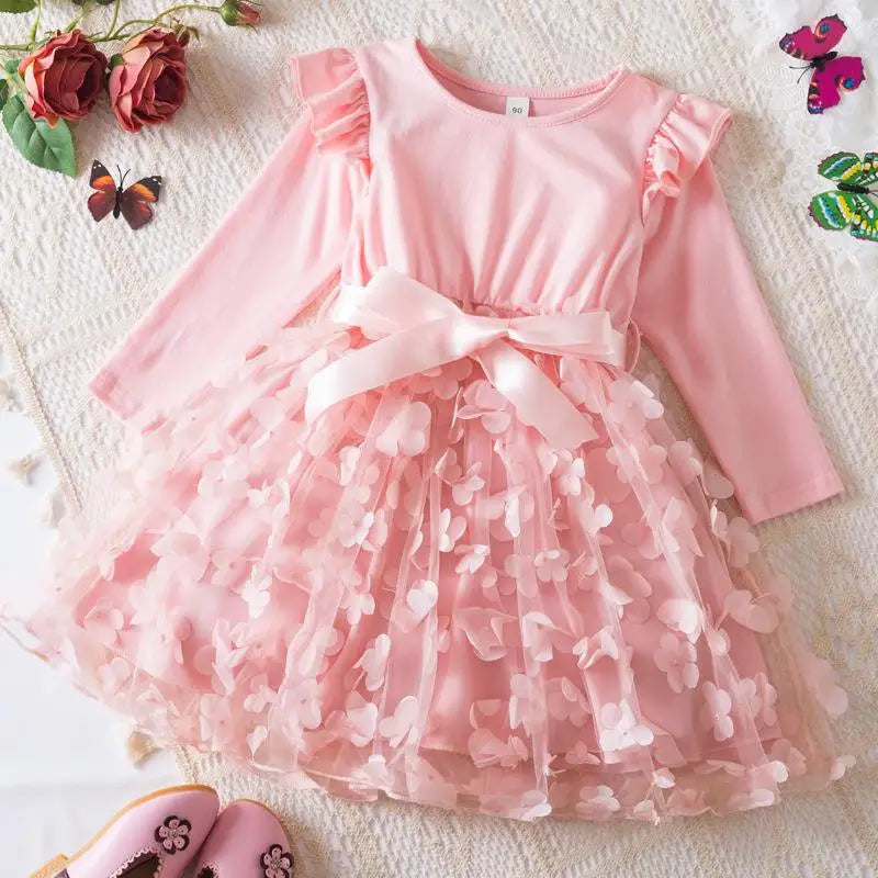 K-Pop Hunters Zoey Mira Rumi Girl Long Sleeve Princess Dress Butterfly Kid Casual Spring Beautiful Birthday Party Dress 2-6Y