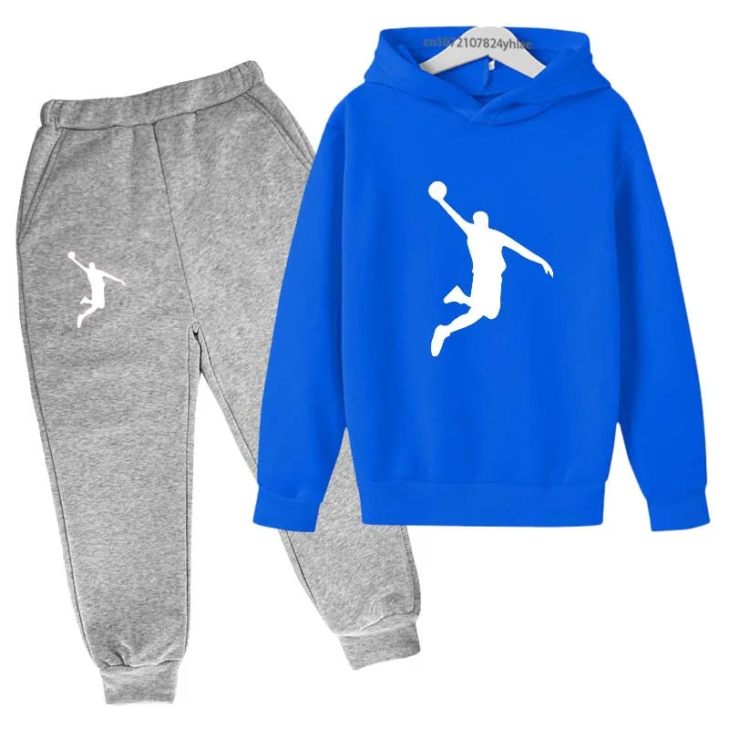 Kids Casual Autumn Spring 2pcs Hoodie+Pants Letter Print Tracksuits 2-13 Years Boys Girls Simple Outfits Children Clothes Sets