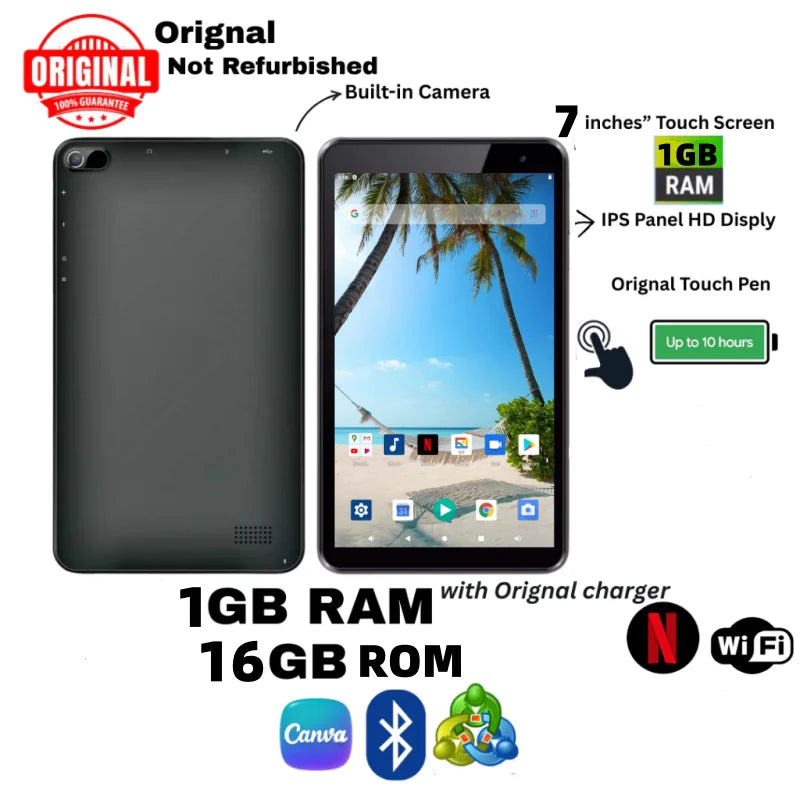 2025 Newest Sales 7 Inch 1GB RAM 16GB ROM 7Q Android 10 Tablet PC 1024 x 600 pixels WIFI Quad Core WIFI