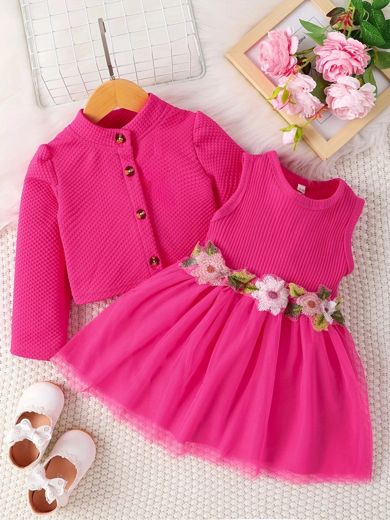 Prowow Fall Winter Baby Girl Denim Outfit Set Turn-down Collar Jeans Jacket+Deer Printed Dress Newborn Baby Birth Clothing