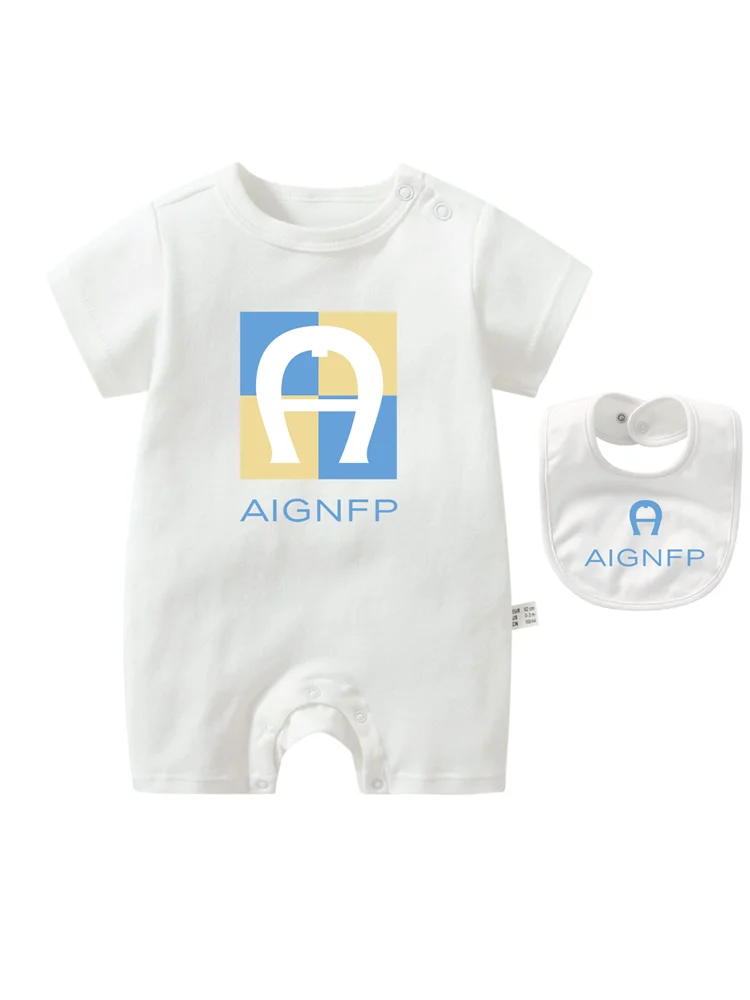 Newborns Clothes Rompers 2025 Hot sales Bib scarf Baby Jumpsuit 2Pcs Set Fashion Toddler Romper %100 Cotton Infant Boy Bodysuits