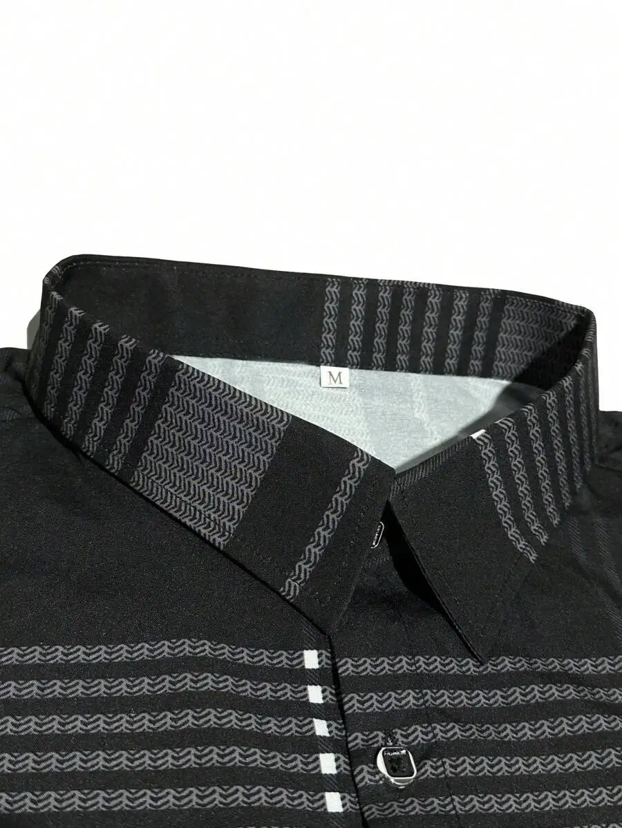 Men's Long Sleeve Plaid Shirt, Classic Fit, Button-Down Collar, All-Season Casual & Business Wear