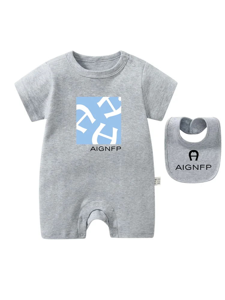 Newborns Clothes Rompers 2025 Hot sales Bib scarf Baby Jumpsuit 2Pcs Set Fashion Toddler Romper %100 Cotton Infant Boy Bodysuits