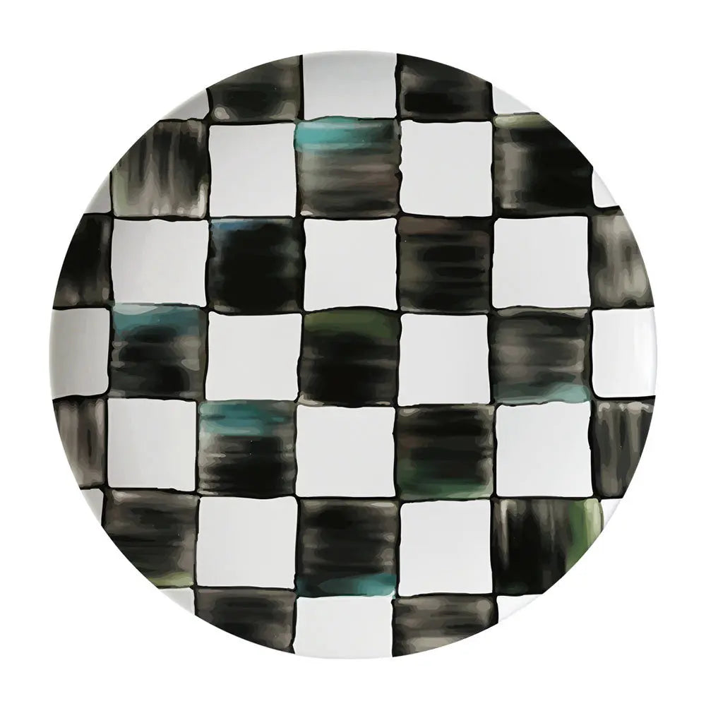 Black White Checkerboard Ceramic Dinner Plate Bone China Coffee Cup and Saucer Western Food Dishes Home Elegant Tableware Mug