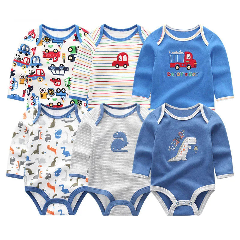 6 Pieces Newborn 100% Cotton Baby Girl Clothes Unisex Long Sleeve Baby Boy Clothes Sets 0-12M Print Autumn Spring