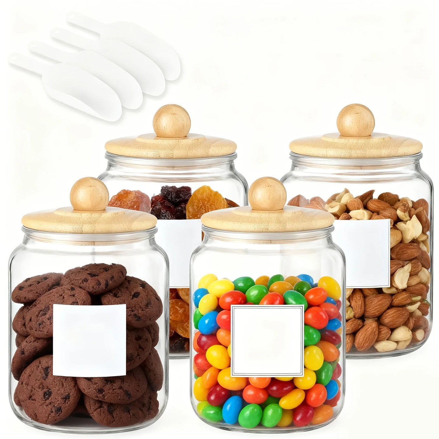 Half Gallon Large Glass Jars with Lids, Airtight Storage Clear Containers for Kitchen, Laundry Room, Set Of 4