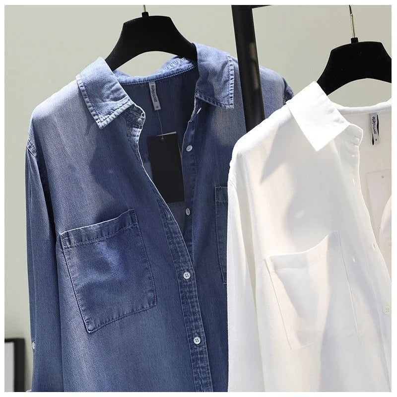 Women's Mid-Length Svel Denim irt Dr Cotton Linen Material Korean Sle Commute Pure Color Other Material 00%