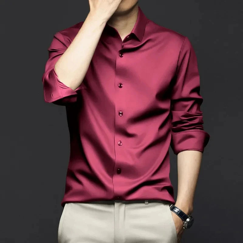 New Stretch Anti-Wrinkle Men's Shirts Long Sleeve Dress Shirts For Men Slim Fit Camisa Social Business Blouse White Shirt S-6XL