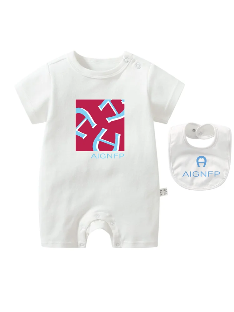 Newborns Clothes Rompers 2025 Hot sales Bib scarf Baby Jumpsuit 2Pcs Set Fashion Toddler Romper %100 Cotton Infant Boy Bodysuits