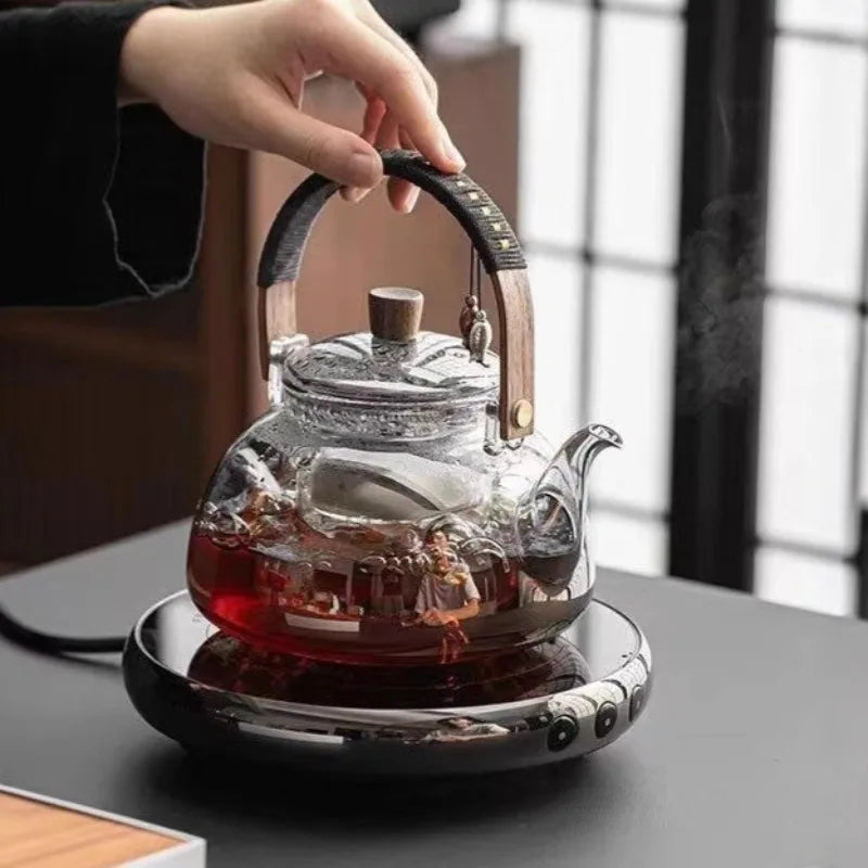 Steam and Boiling Dual-purpose Teapot Household Glass Tea Set High-temperature Resistant Thickened Heating Kettle
