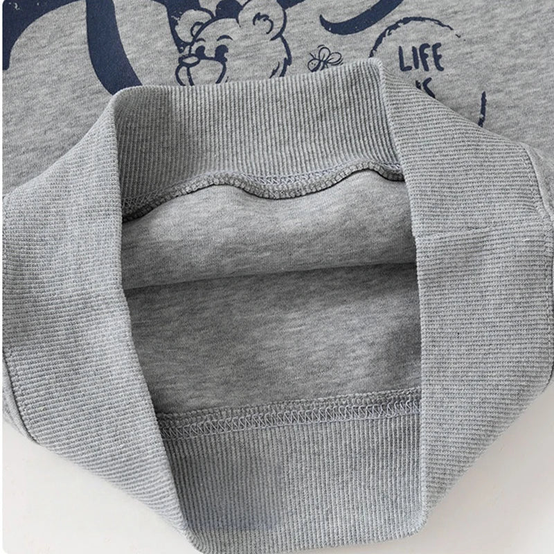 Spring New Children Clothes Korean Style Boys Fake Two Piece Sweatshirt Detachable Collar Cartoon Printed Long Sleeve Top