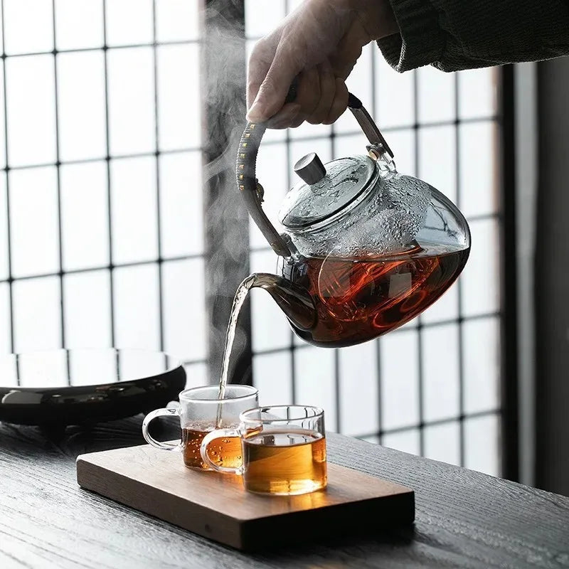 Steam and Boiling Dual-purpose Teapot Household Glass Tea Set High-temperature Resistant Thickened Heating Kettle
