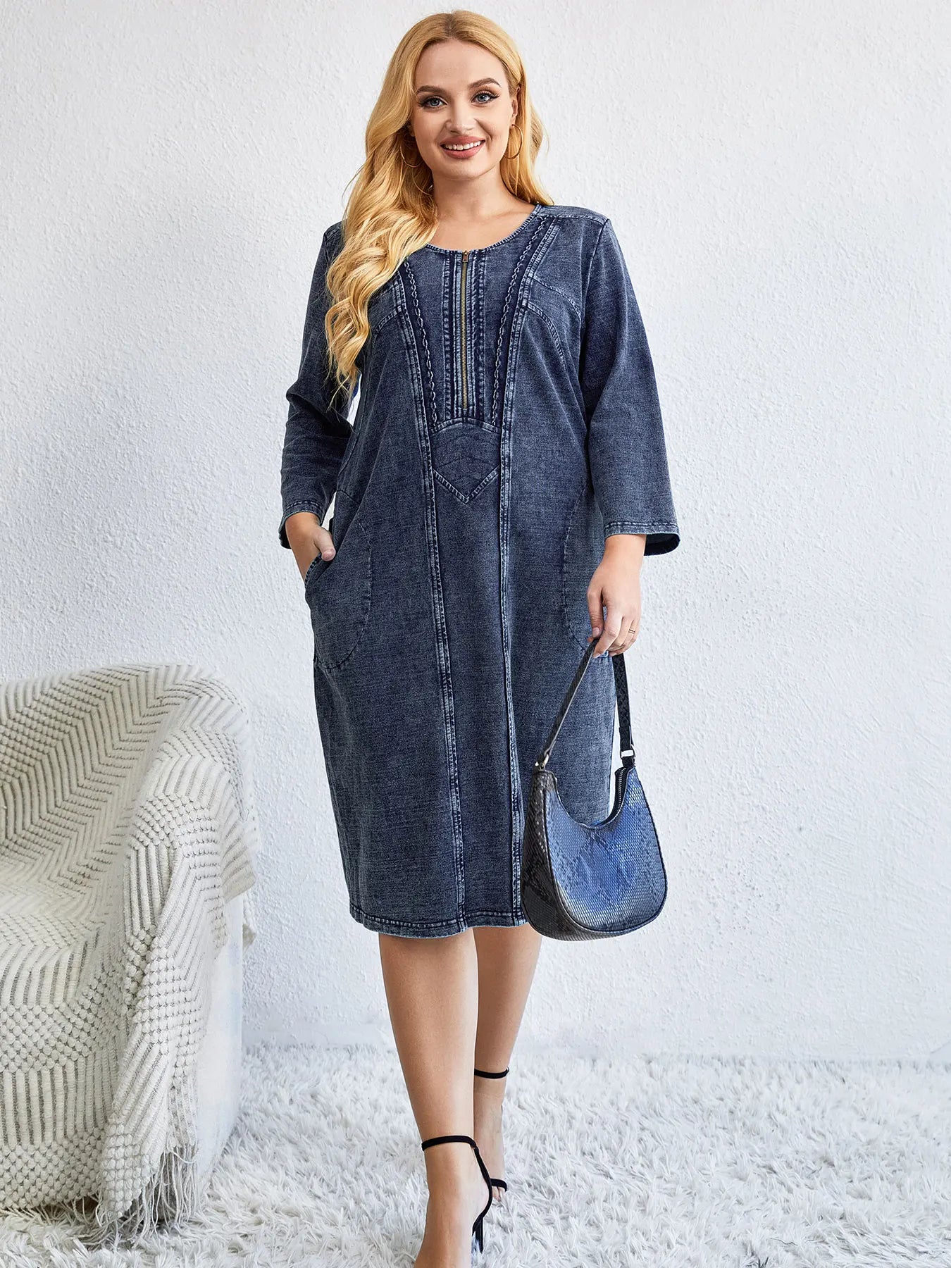 Women Plus Size Knitted Spring And Autumn Fashion Dress