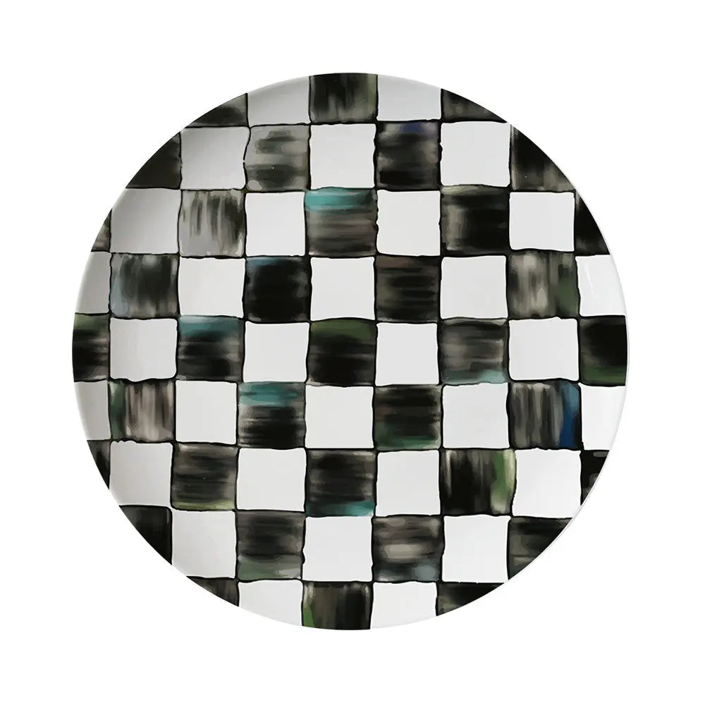 Black White Checkerboard Ceramic Dinner Plate Bone China Coffee Cup and Saucer Western Food Dishes Home Elegant Tableware Mug