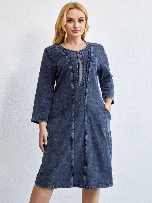 Women Plus Size Knitted Spring And Autumn Fashion Dress
