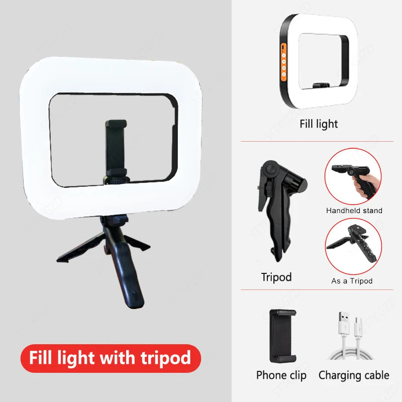 Portable Handheld Ring LED Light New Rabbit Cage Lighting Photography Lamp for Mobile Live Broadcast Selfie Light Decoration