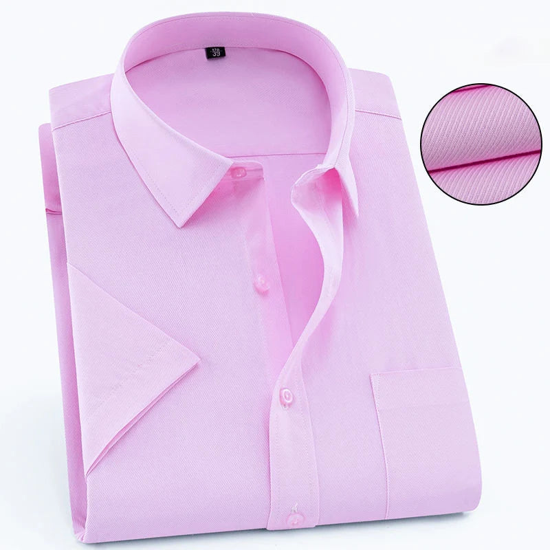 Men's Premium Striped Plaid Short Sleeve Shirts Summer Business Casual Branded Workwear Purple Blue 6XL Plus Large Size KOACUS