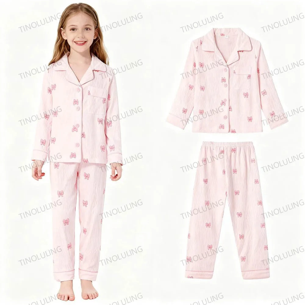 Girls' Pajamas Cartoon Sleepwear for Children Boys Teenage Kids 3 5 7 9 11 13 Yrs Home Wear Clothing Set Child Casual Outfits