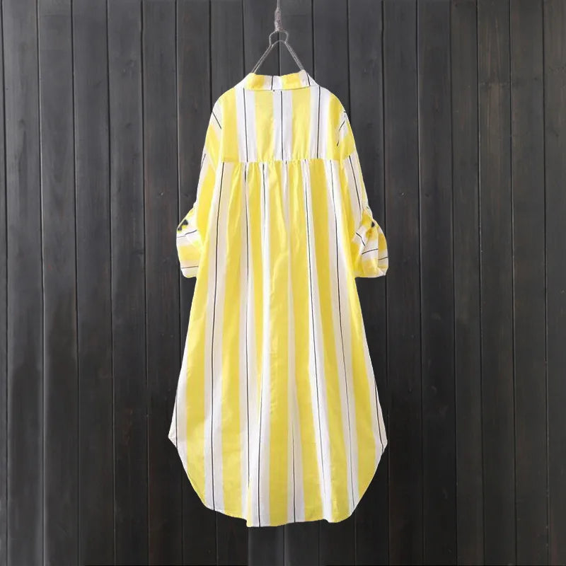 Chiffon shirt long-sleeved fashionable sun protection shirt top design loose striped shirt jacket plus size woman clothing