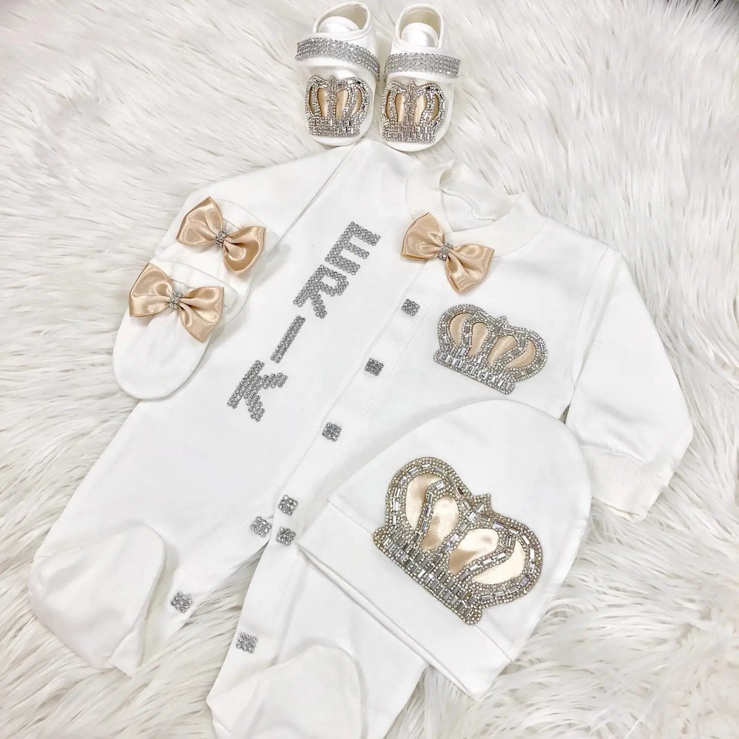 Dollbling Boy Baby Set Clothing Personalized Outfit Custom Baby Clothes Spring Angle Wing Lace Embroidery 4Pcs Layette