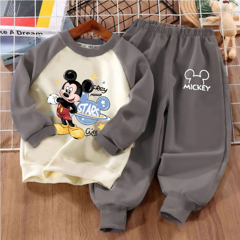 Boys Fashion Cartoon Print Sweatshirt Two-piece Set Kids Spring Autumn O Neck Hoodies and Trousers 2pcs Set Kids Sport Clothes