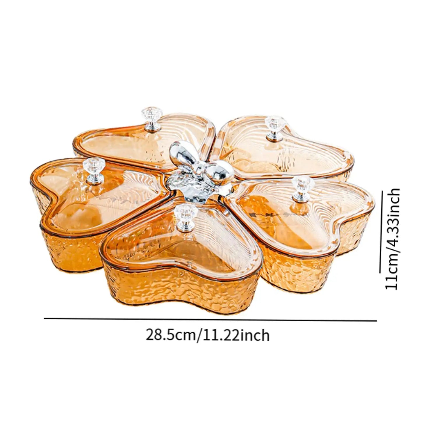 Divided Serving Tray Fruit Plate Organizer Nut Candy Veggie Tray Rotating Snack Platter for Candy Nuts Sweets Fruit Tea Party