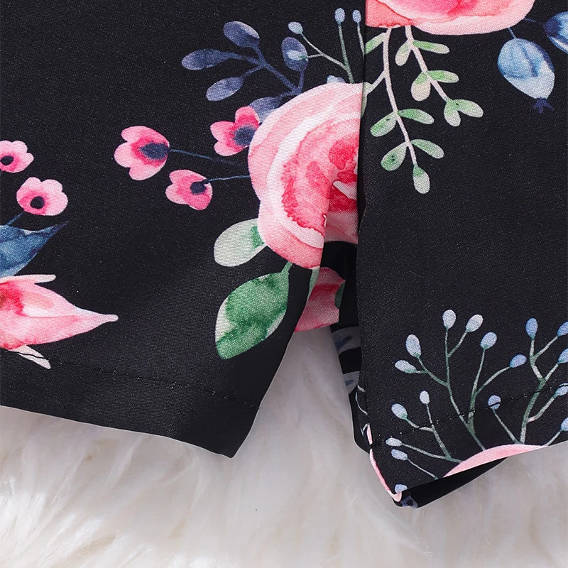 Two Piece Summer Girl Girl Cool Breathable Cute And Sweet One Shoulder Strap Printed Shorts Princess Casual Party Dress Set