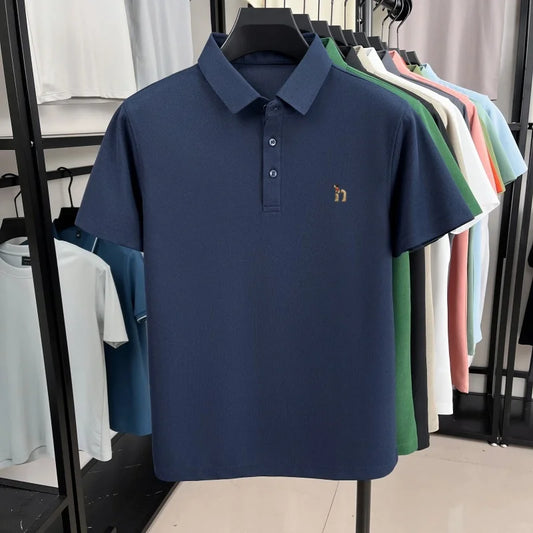 Light luxury brand short sleeve men's polo shirt new Korean style youth fashion cartoon dog embroidery summer breathable T-shirt