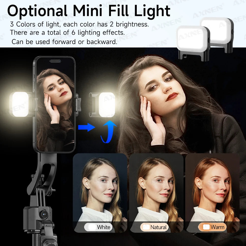 1630mm/64in C17 Tripod Selfie Stick 360° Auto Rotation Shooting Quadruped Phone Stand Face Track Bluetooth Remote Control Tripie