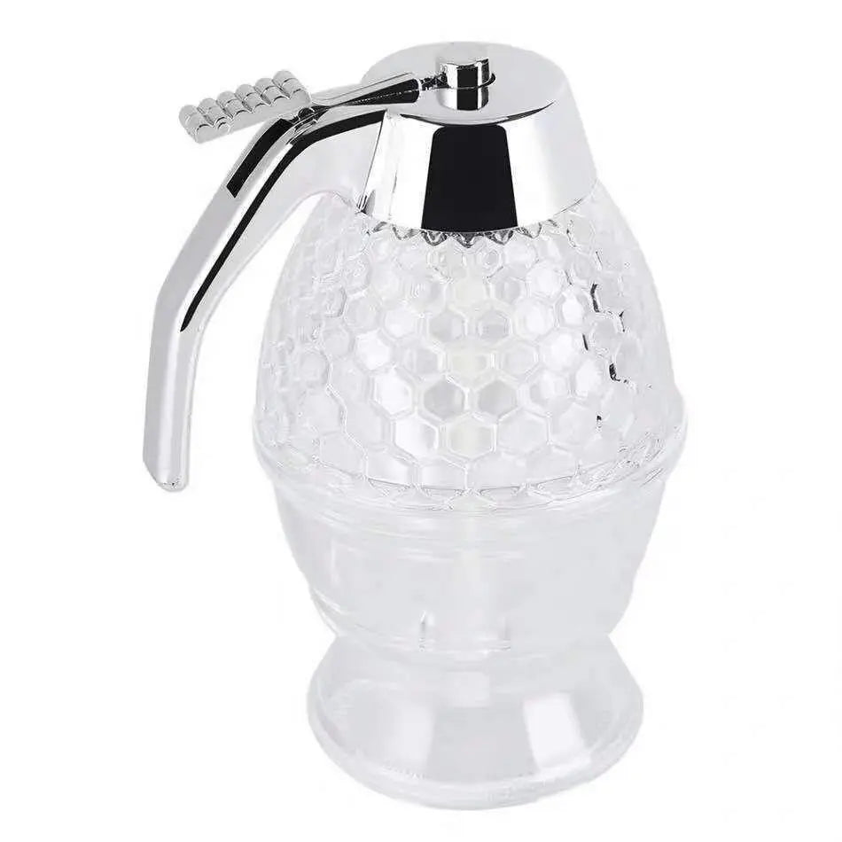 1PC No Drip Honey Jar & Syrup Dispenser, Acrylic Container with Stand, Home Kitchen Accessories