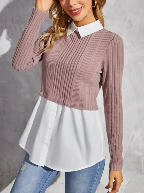 Plus Size Stylish New Women's Patchwork Blouses Long Sleeve Soft & Breathable Loose Fit Casual Summer Women Blouses ﻿