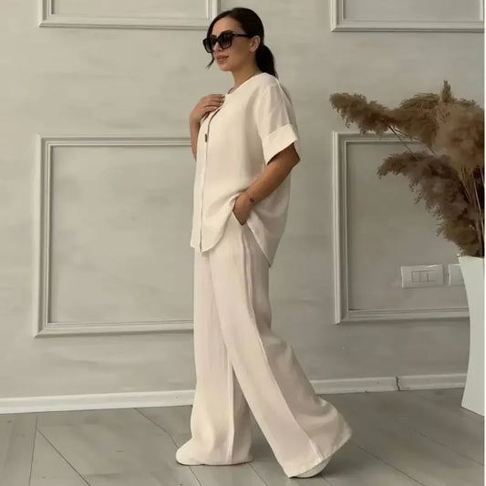 Women's Old Money Style Straight-Leg Pants Casual Solid Color Loose Lazy-Fit Trousers