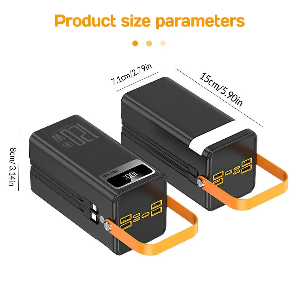 Portable Power Bank 120W 80000mAH Super Fast Charger Large Capacity External Battery Supports Simultaneous Charging of 7 Devices