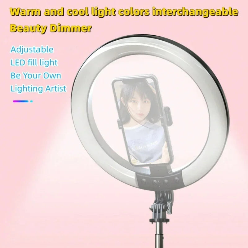 LISCN Selfie Stick Tripod with 10 Inch RGB Selfie Ring LED Fill Light  Photography LED Selfie Light with Remote Control for Live