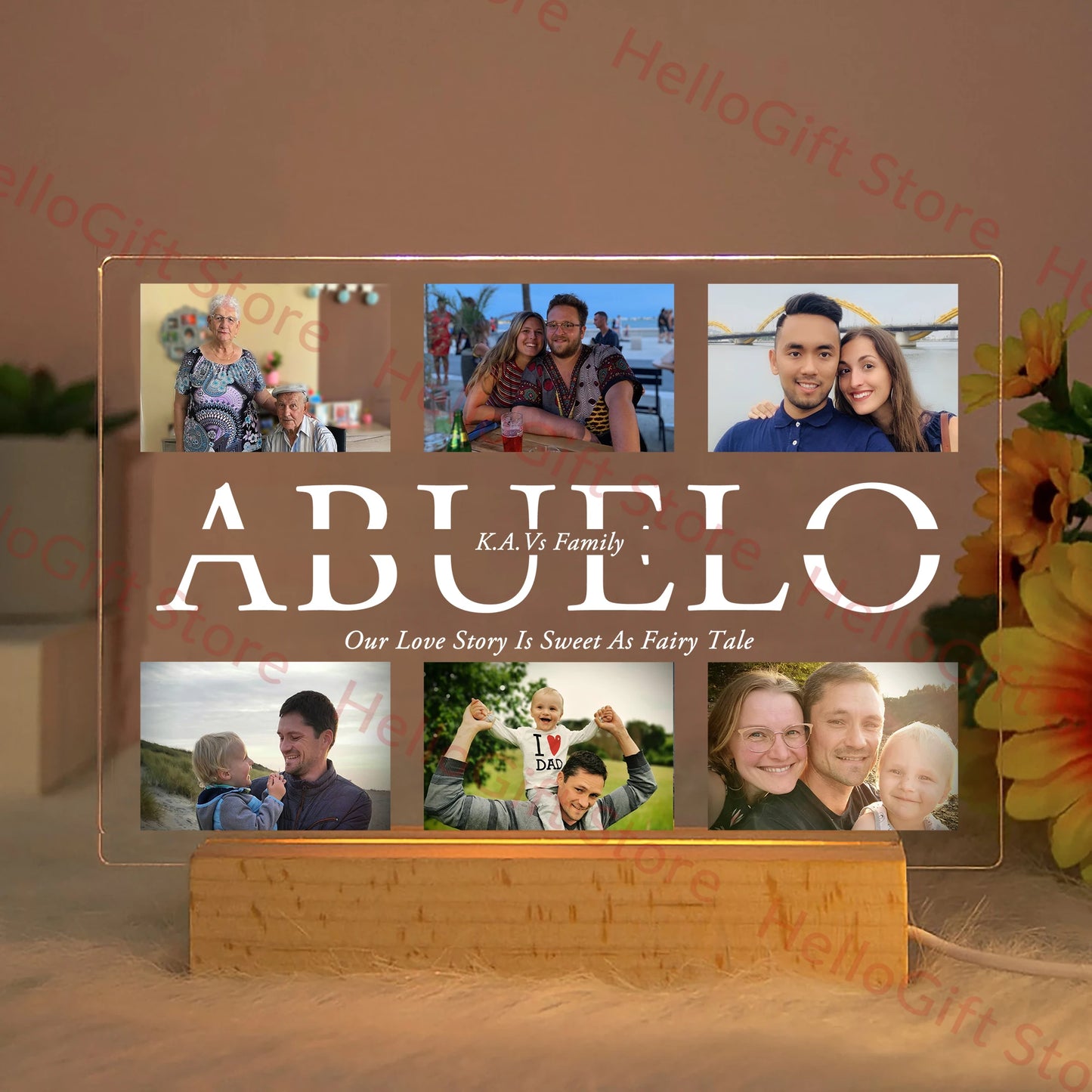 Custom Acrylic Lamp Personalized Photo Text Bedroom Night Light MOM DAD LOVE Friend Family Day Wedding Birthday Christmas Gift