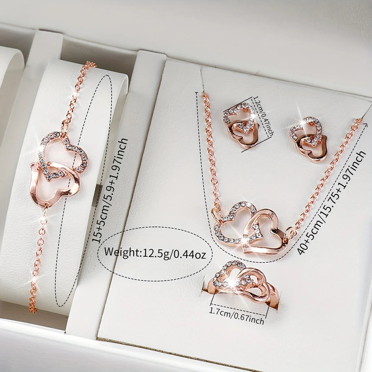 6pcs/set Women Rectangle Quartz Watch With Heart-shaped Jewelry Set (Box Not Include )