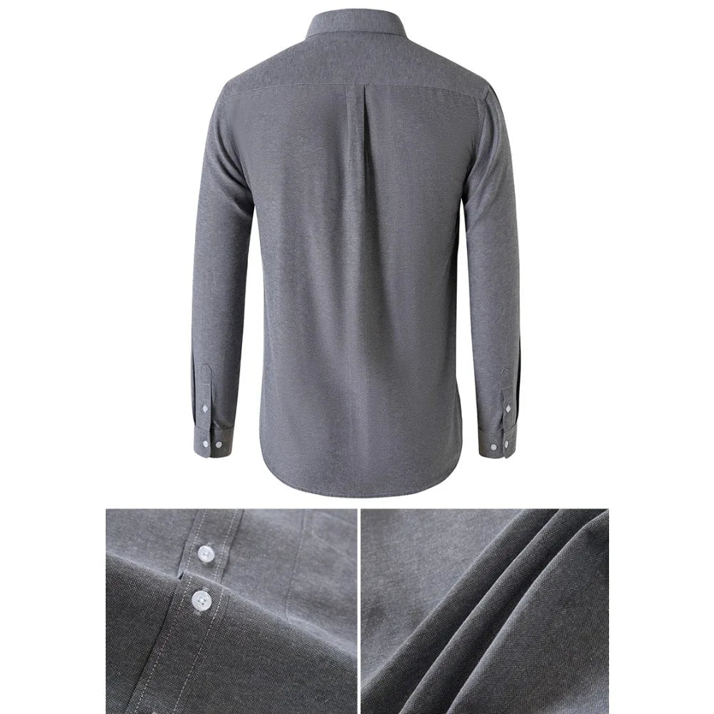 Oxford Shirts for Men Spring Autumn Formal Japanese Style Men's Long-sleeved Shirt Casual Men Shirts Solid Color